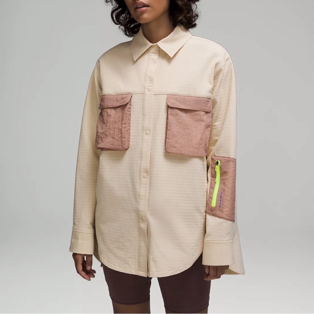 Lululemon Grid Fleece Hiking Overshirt Prosecco / Pink Clay Size 6